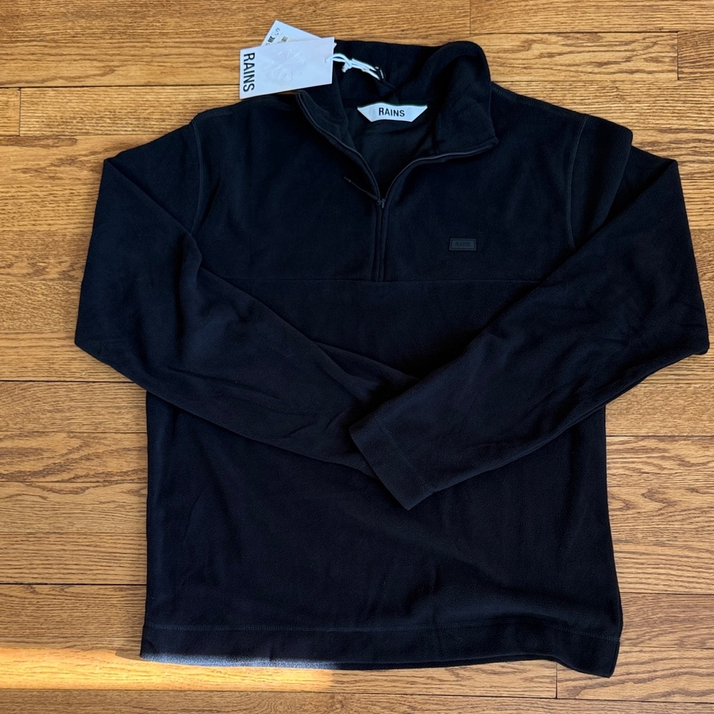 Rains Black Men's Fleece Zip up small GQ NWT